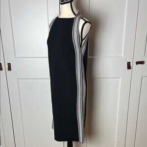 NWT Ann Taylor mock neck shift dress Midi Black and White Sleeveless bodycon